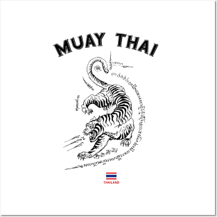 Muay Thai Tiger Sak Yant Tattoo Kickboxing Thailand Posters and Art